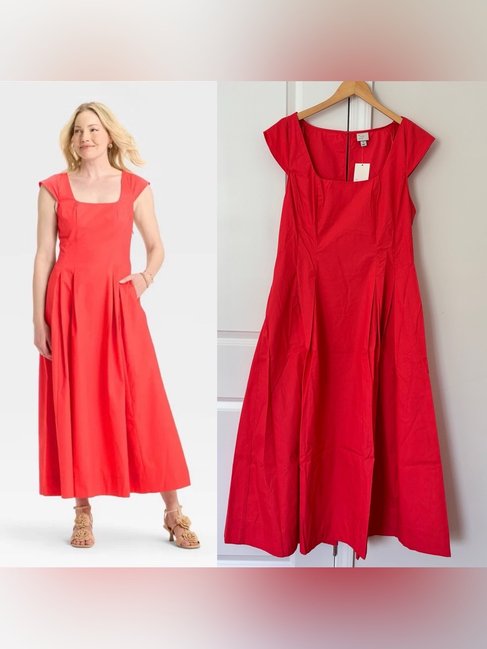 Women's Poplin Midi Dress - A New Day in Coral Size 12 NWT